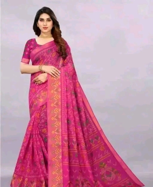 Brasso Cotton black Simple Lace border Saree With blouse