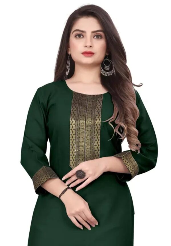 Desigener Kurtis New Collection Plain Cotton Golden Lace Border Pattern Casual Kurta for Girls & Women - Image 9