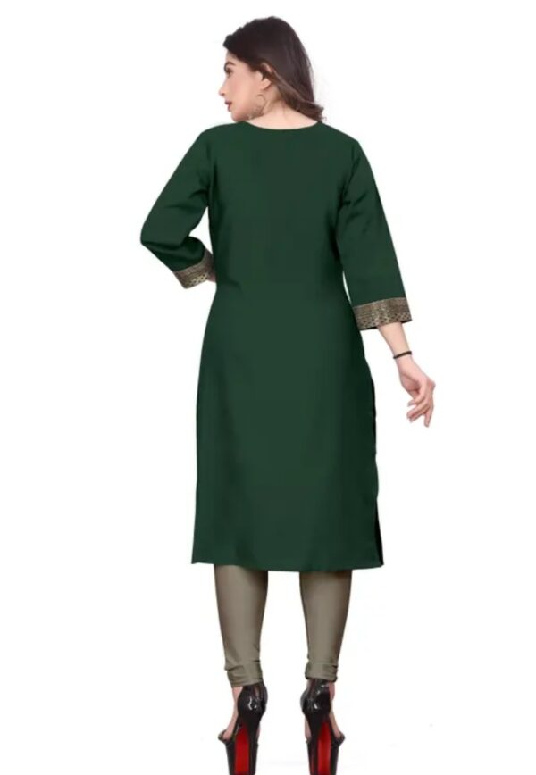 Desigener Kurtis New Collection Plain Cotton Golden Lace Border Pattern Casual Kurta for Girls & Women - Image 2