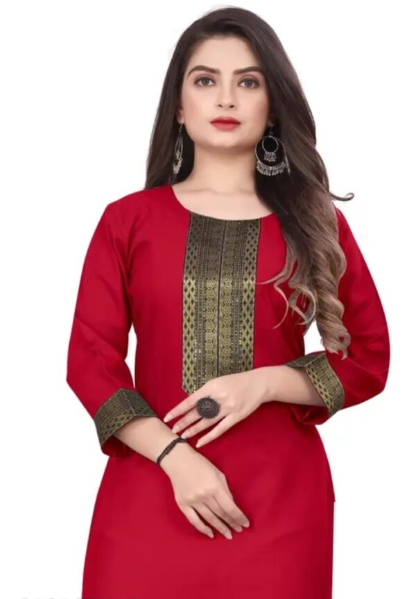 Desigener Kurtis New Collection Plain Cotton Golden Lace Border Pattern Casual Kurta for Girls & Women