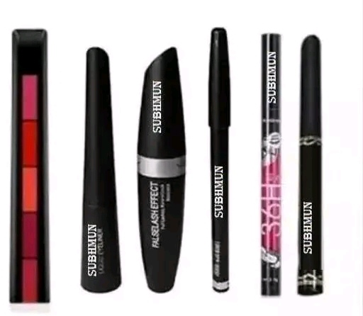 Product Name : Subhmun Combo 3in1 mascara,36hr eyeliner, Ads kajal and 5in1 lipstick Brand Name : SHEFFO Color : Multicolor Type : Smudge Proof Net Quantity (N) : 6